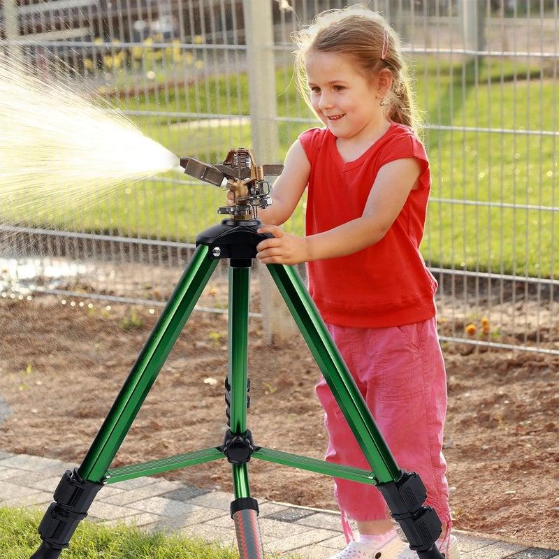 Biswing Impact Sprinkler Head on Tripod Base, Heavy Duty Lawn Sprinklers, 360 Degree Large Area Irrigation, Metal Sprinkler Nozzle & Solid Alloy Metal Extension Legs Flip Locks, 1 Pack - Image 3